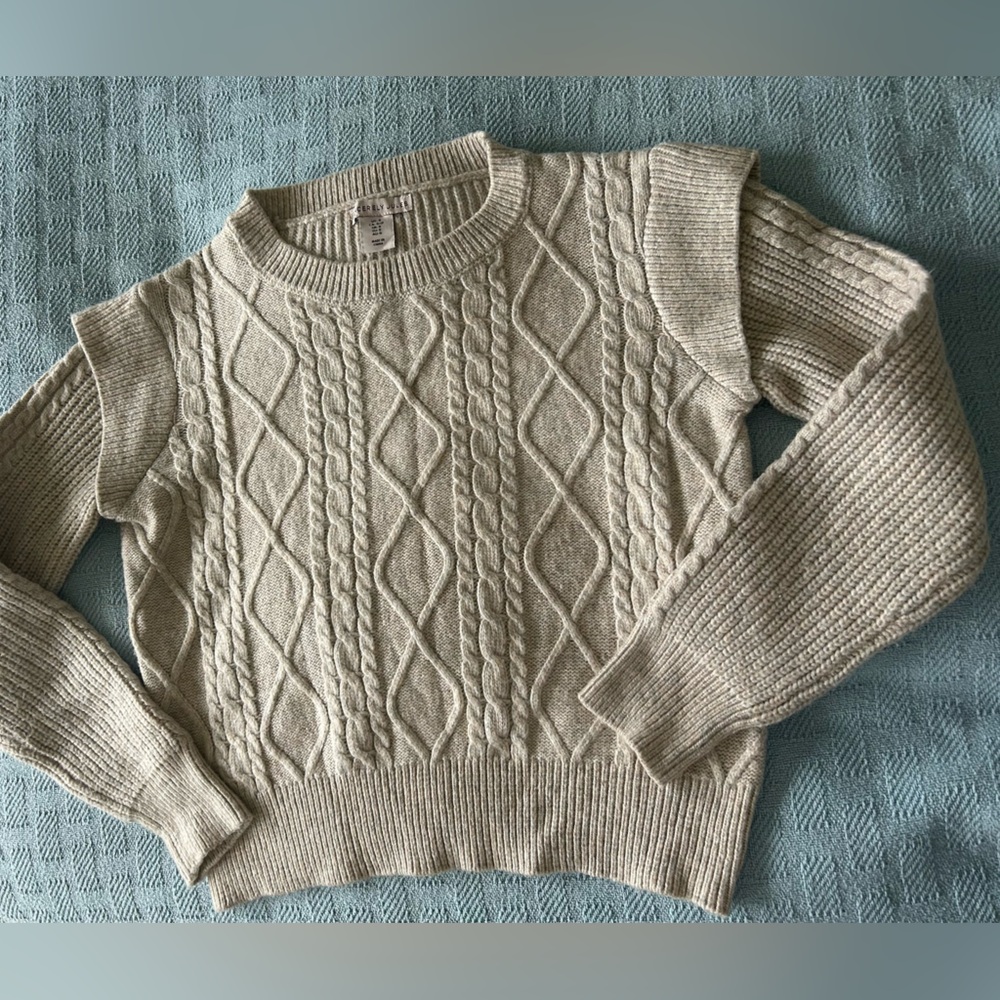 Sincerely Jules Cable Knit Sweater Cream Cozy Chunky Crewneck Size 2